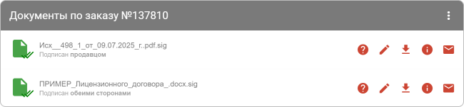 Компонент «Документы по заказу»